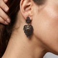 Black lace spider Earrings