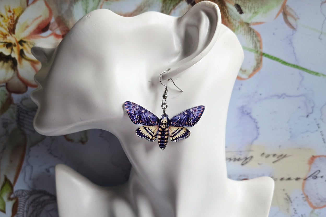 Deaths head hawkmoth earrings