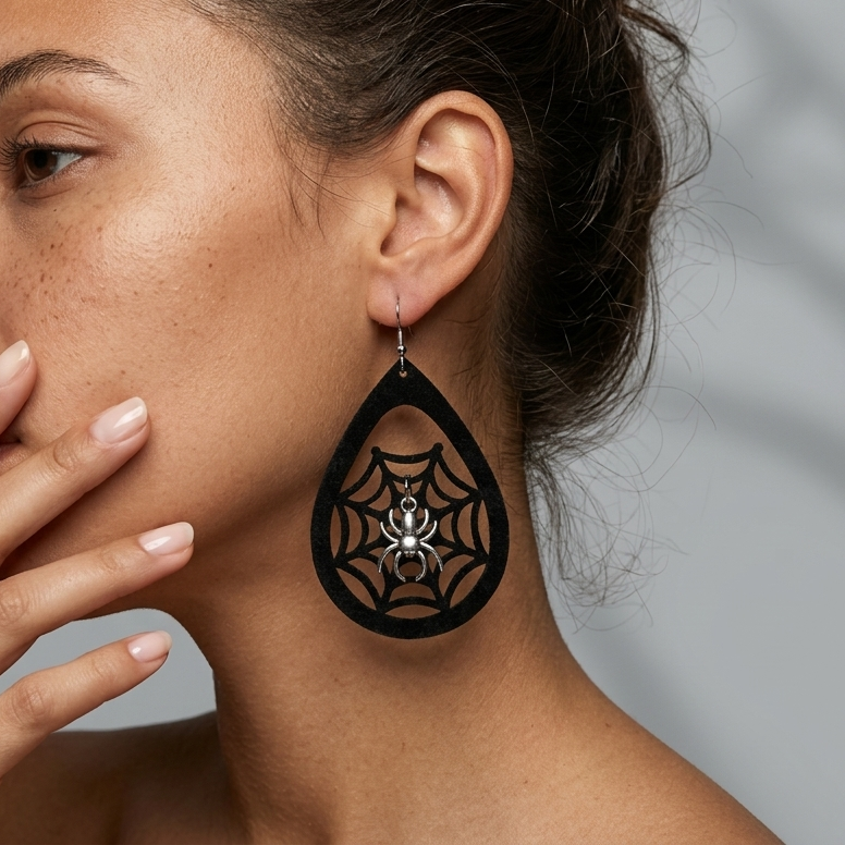 Spider web earrings