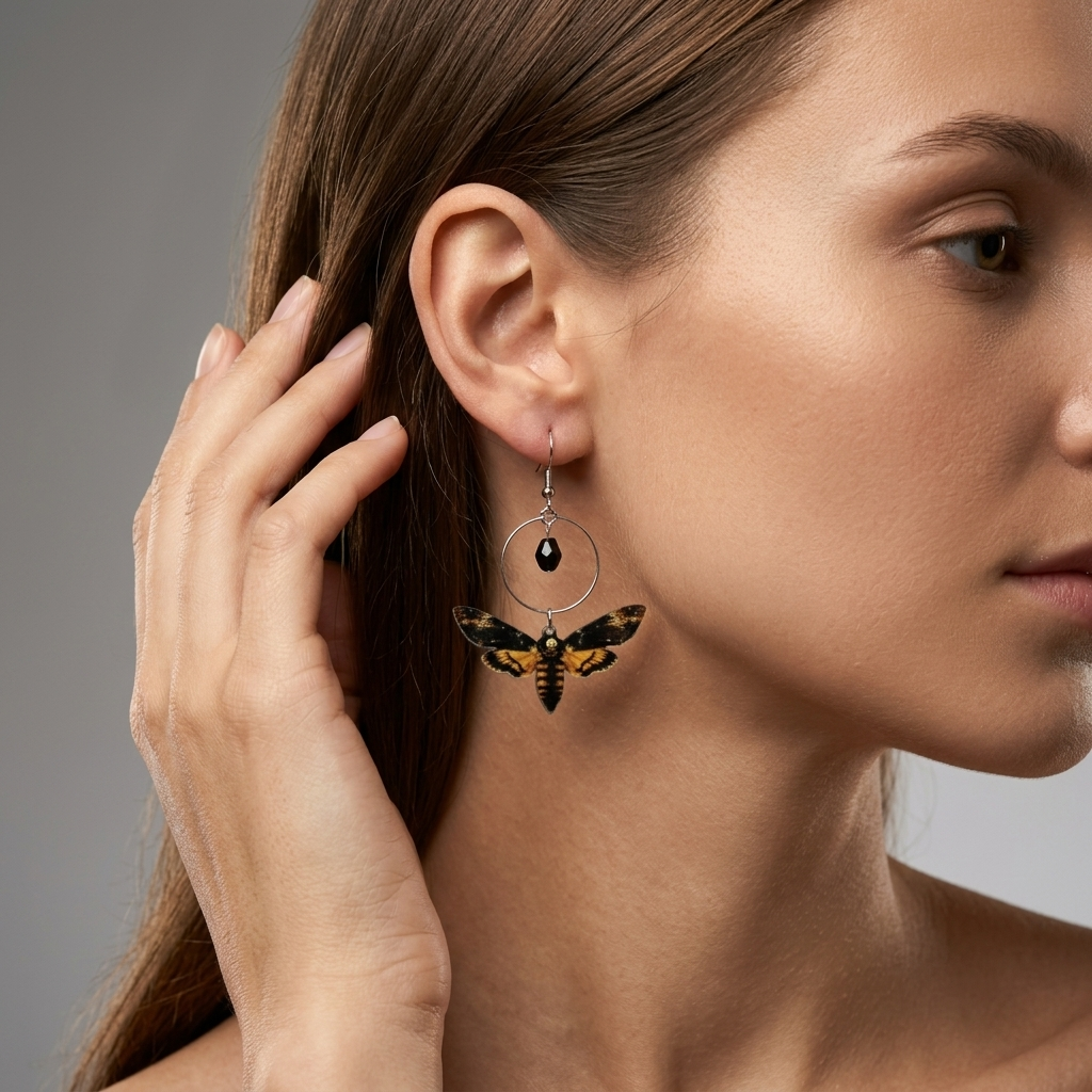 Deaths head hawkmoth earrings