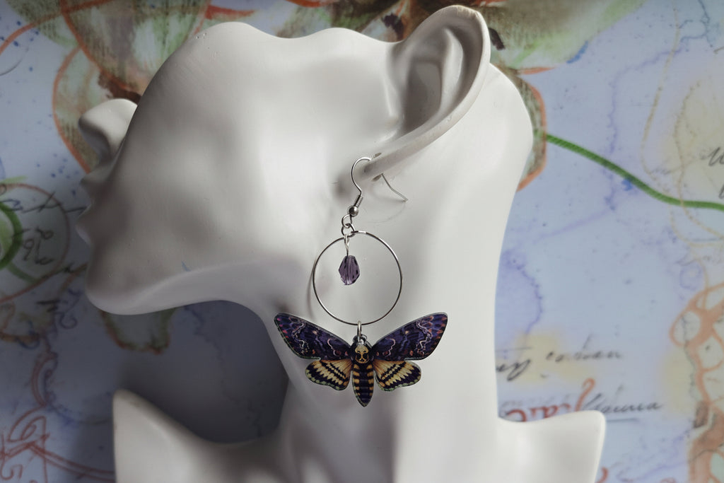 Deaths head hawkmoth earrings