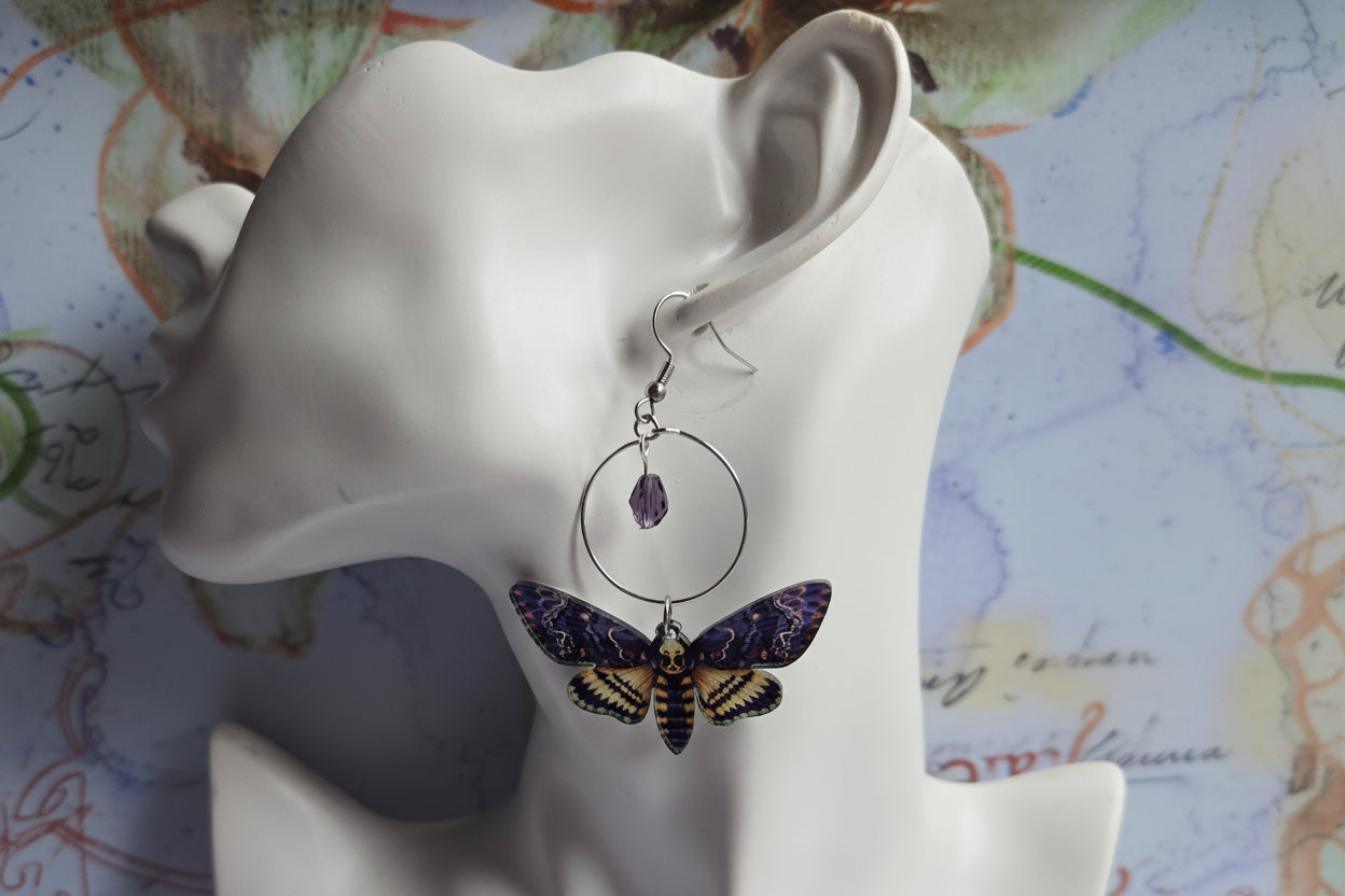 Deaths head hawkmoth earrings