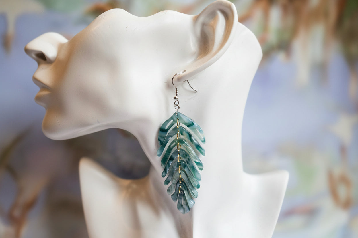 Large leaf earrings