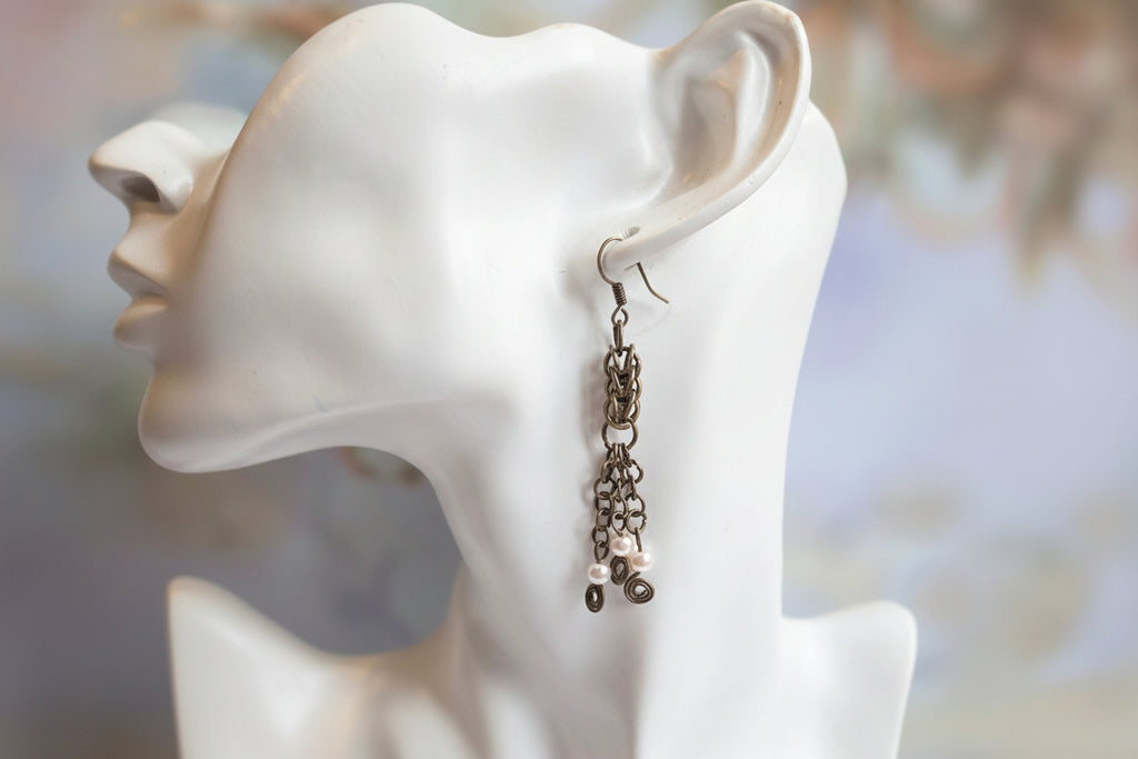 Bronze chainmaille earrings