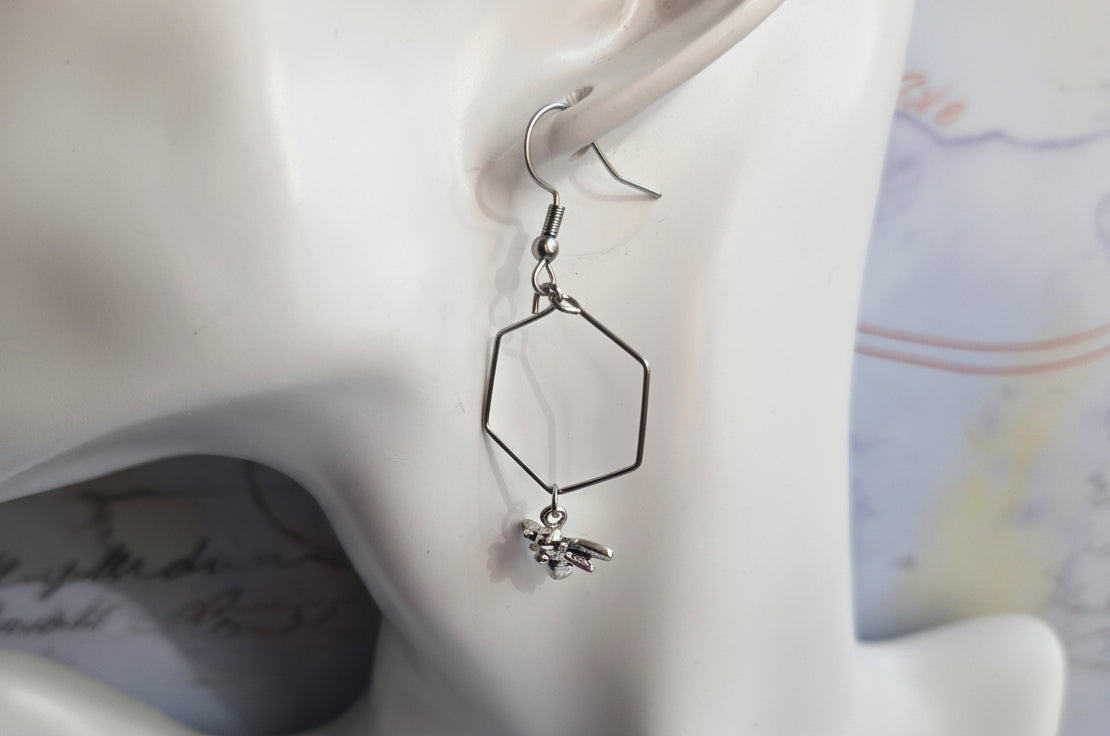 Bumblebee hexagon earrings