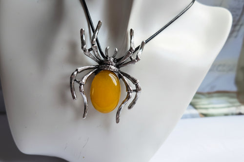2in1 gemstone spider necklace