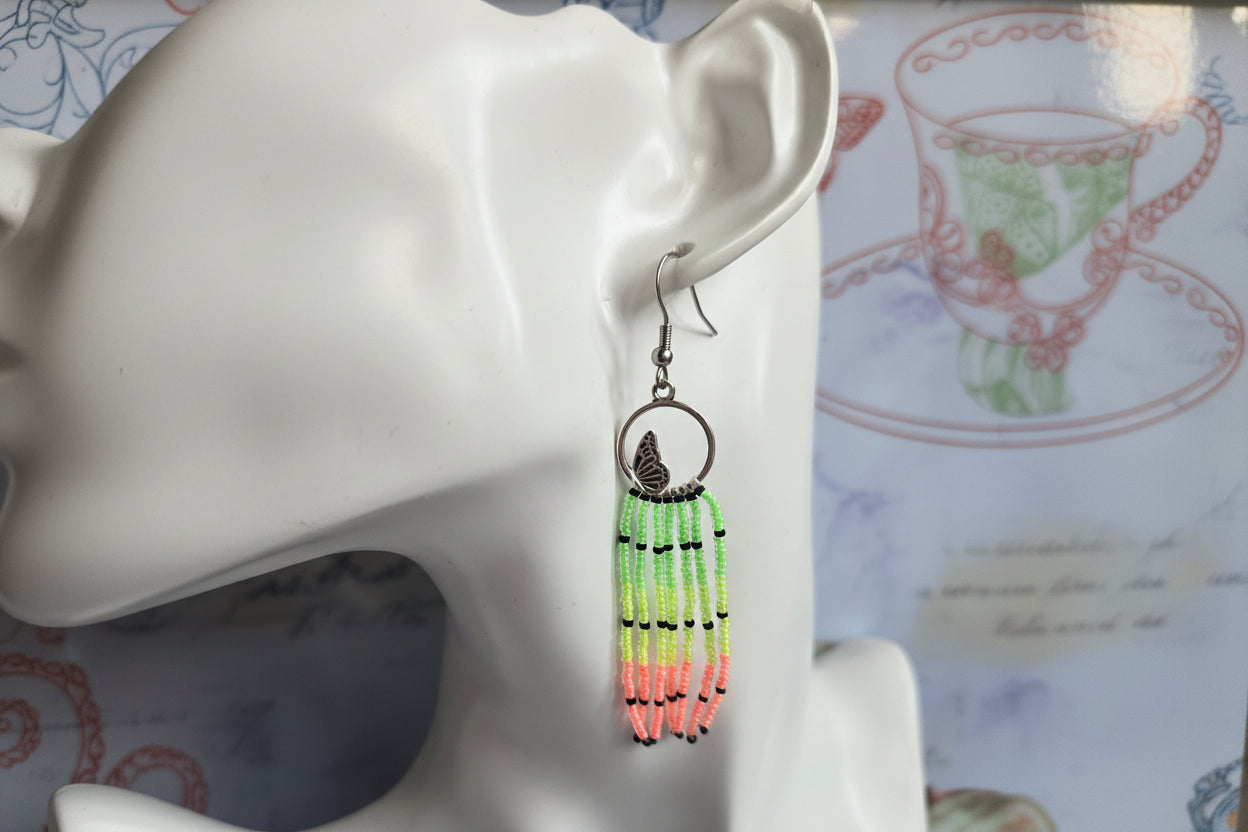 Bead Fringe butterfly Earrings
