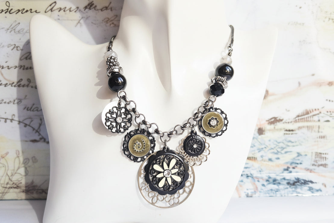 Asymmetrical flower necklace