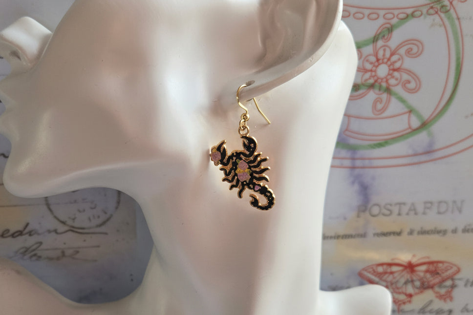 Rose scorpion earrings