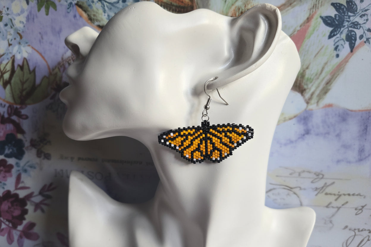 Beaded monarch butterfly earrings