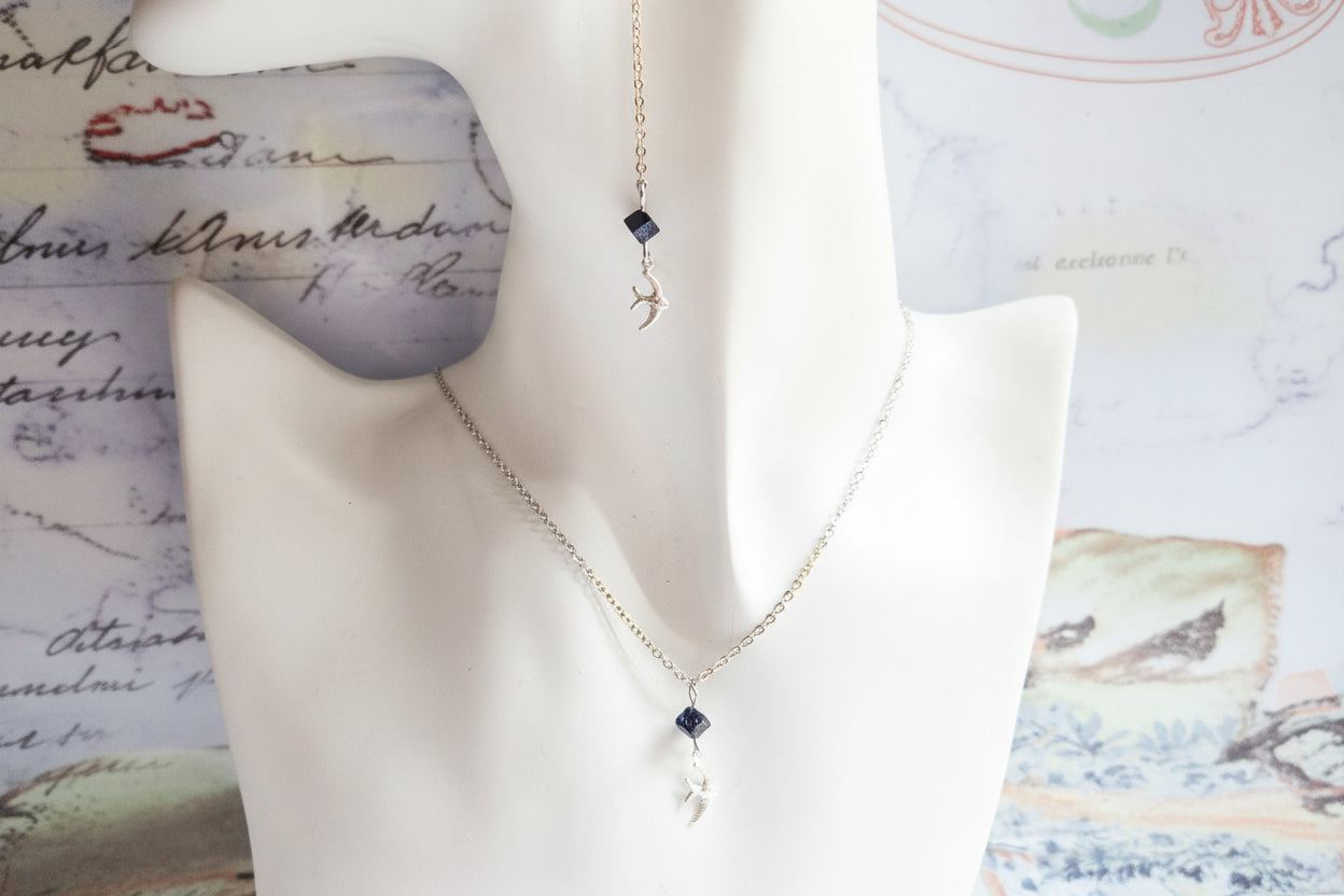 Tiny Dove Necklace and Earrings Set