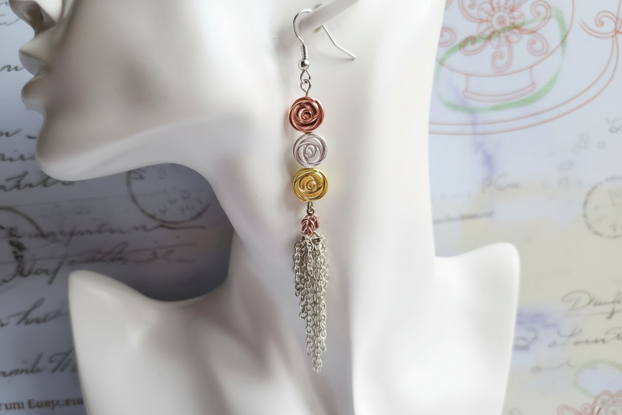 Rose bead earrings