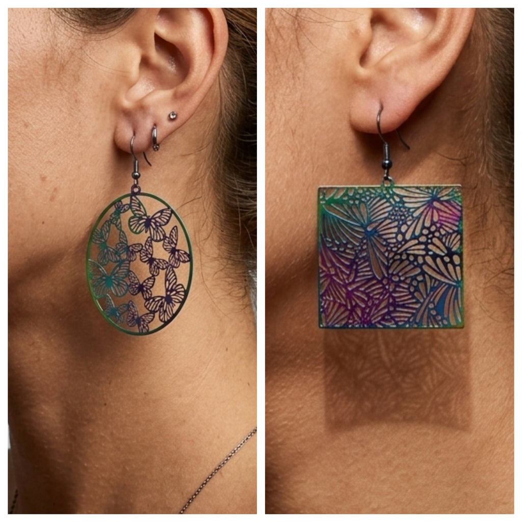Rainbow butterfly earrings