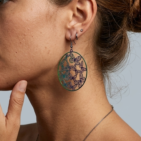 Rainbow butterfly earrings