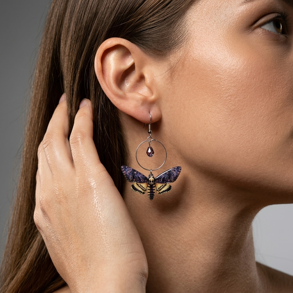 Deaths head hawkmoth earrings